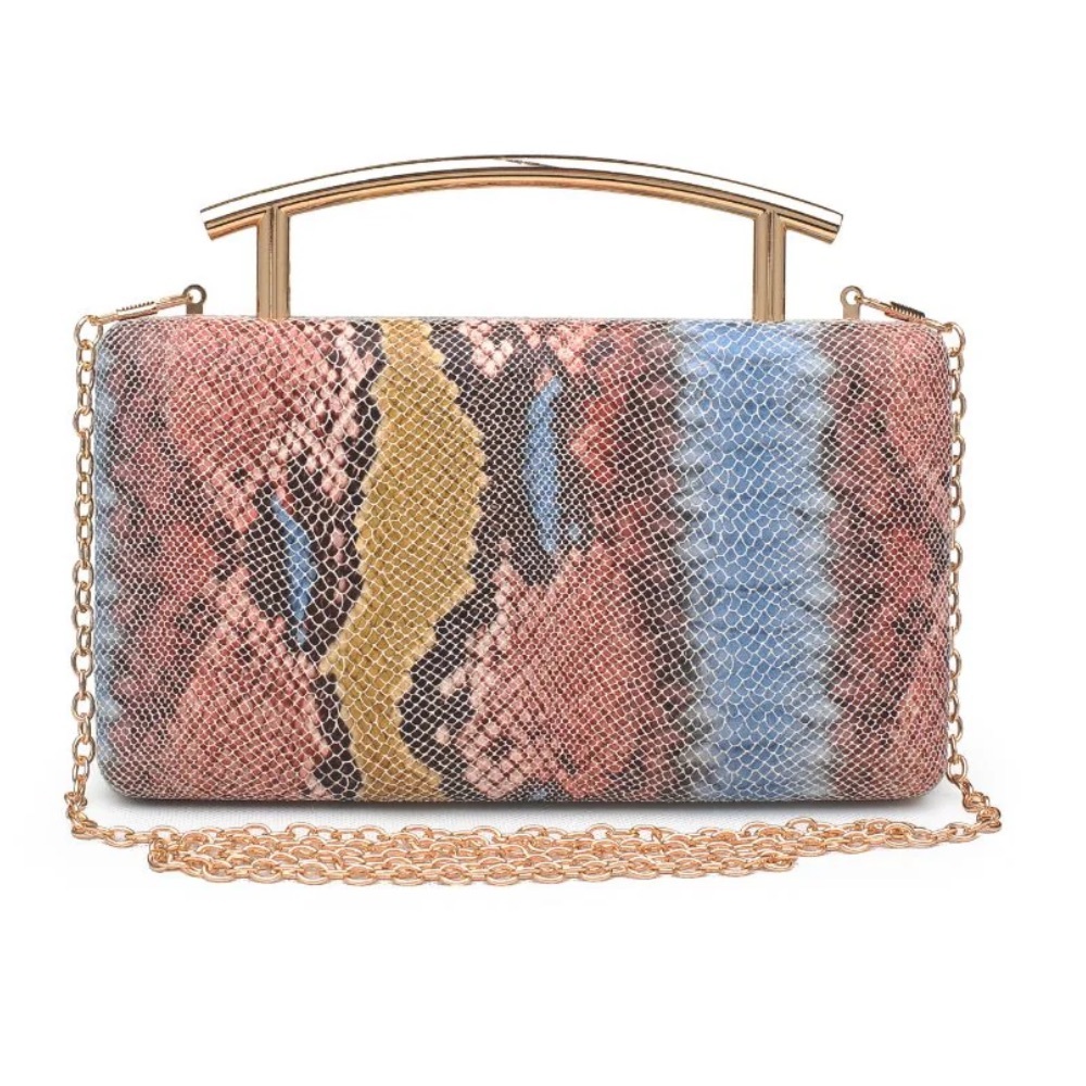 Urban Expressions Claudette Multi Colored Snake Print Evening Bag NWOT